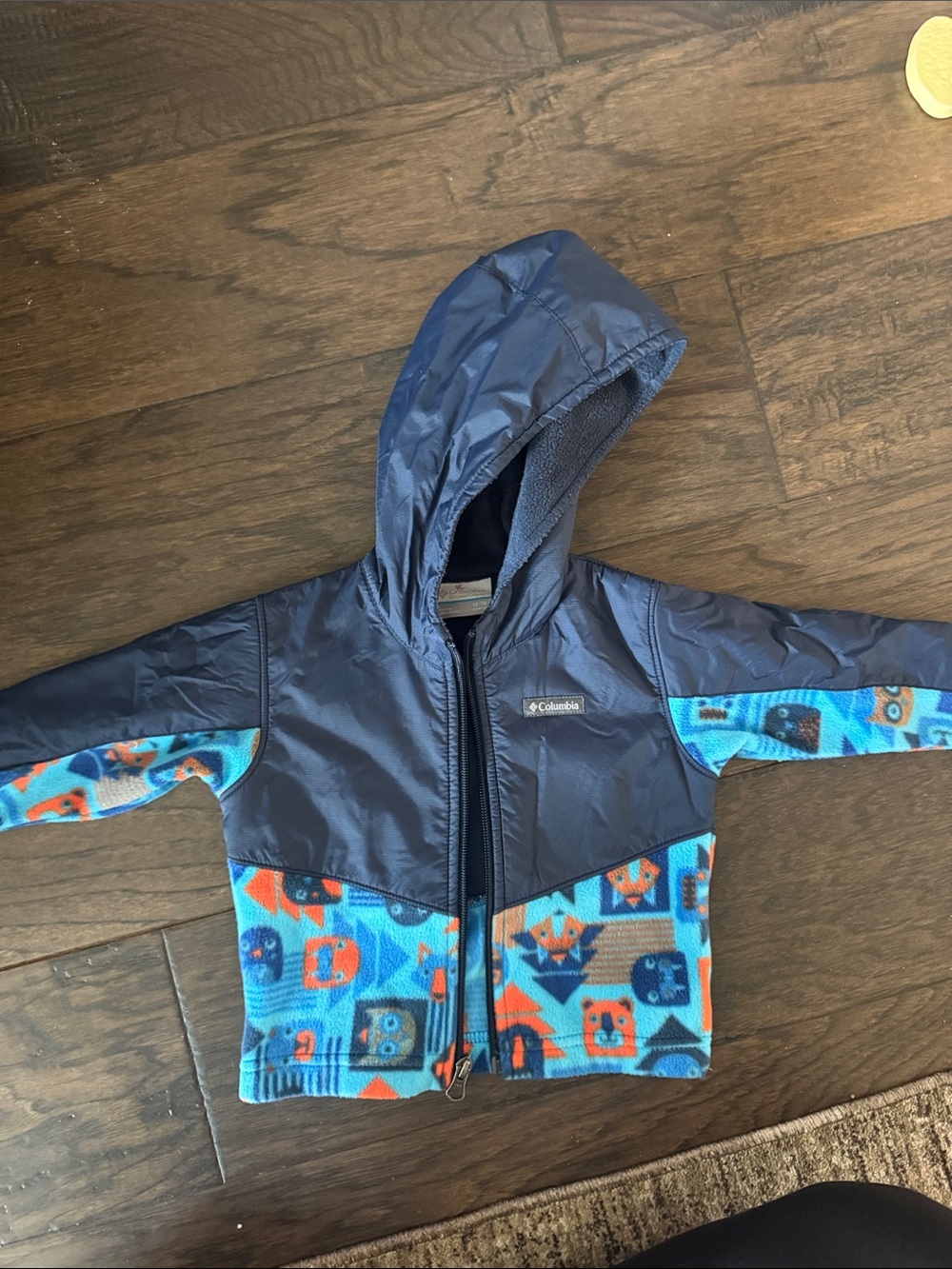 Columbia Navy & Bright Blue Fleece Hooded Jacket with Animal Print